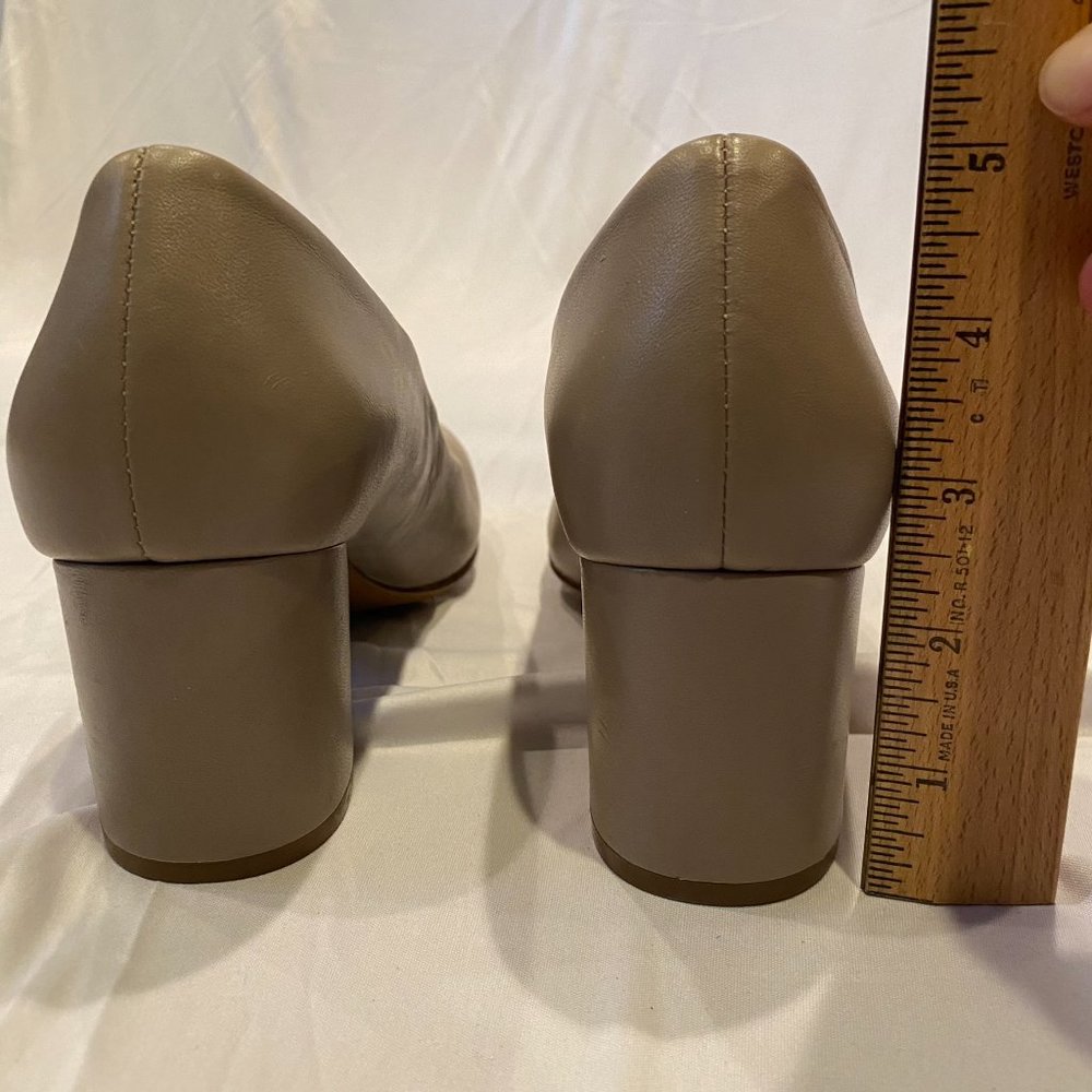 Elegant Taupe Block Heel Pumps - Picture 5 of 8
